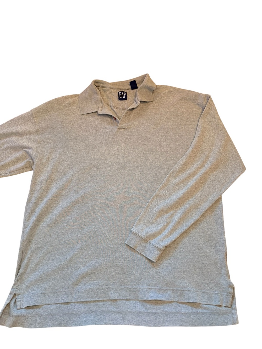 GAP Men's Heather Light Gray Long-Sleeve Jersey Polo